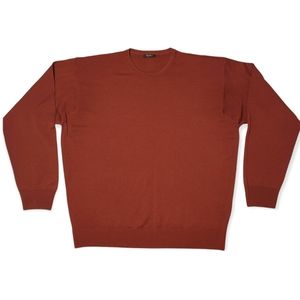 Marbas extra fine virgin merino wool rust colored crew neck sweater, size XL